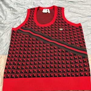 Adidas X Wales Bonner Scoop Neck Sweater Vest Knit Red & Black 2XL